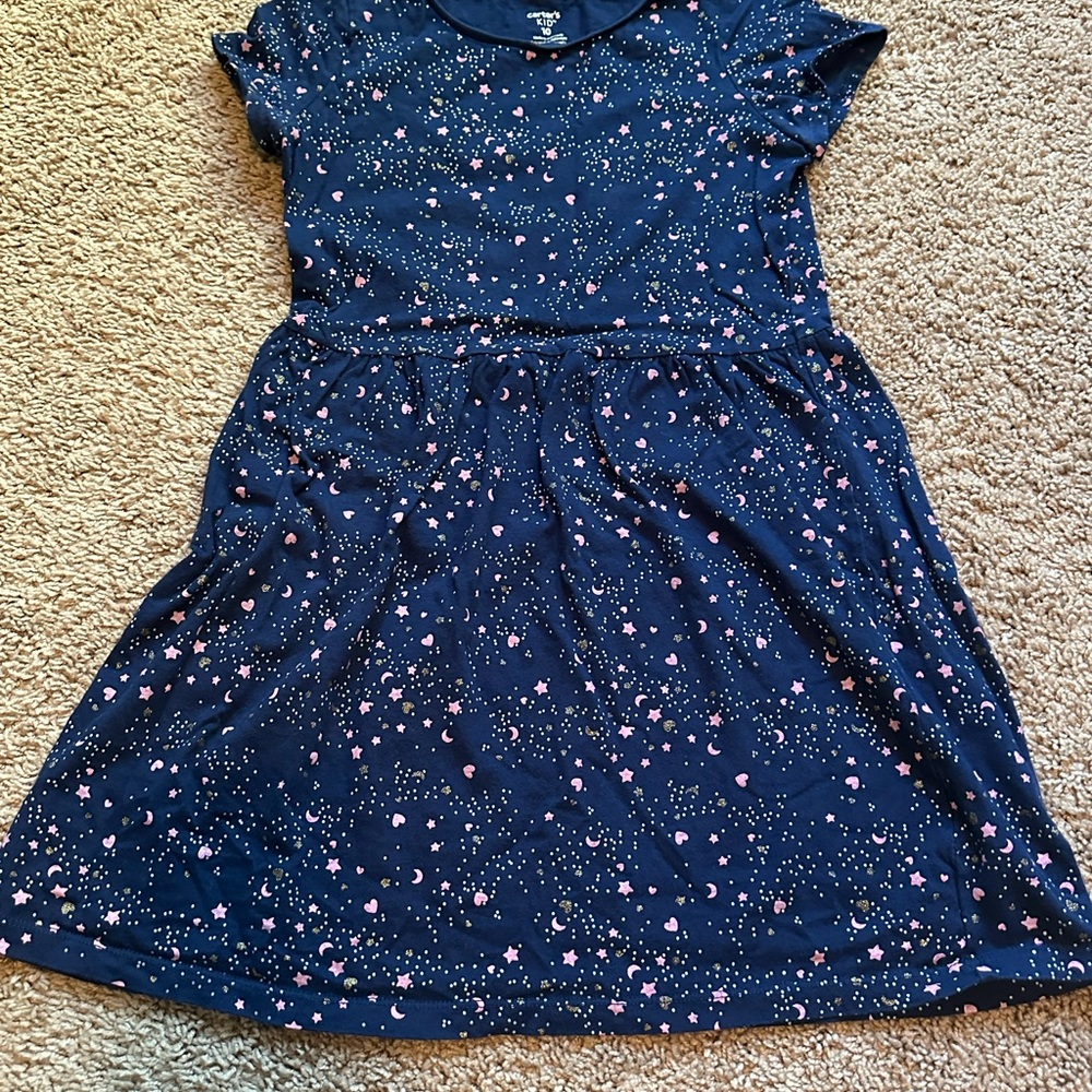 Carter's Starry Night Dress in Navy and Pink